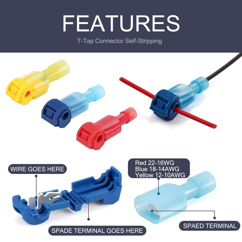 120 Piece (60 Pairs) Insulated Wire Splice Terminal T-Tap Off Connector Kit