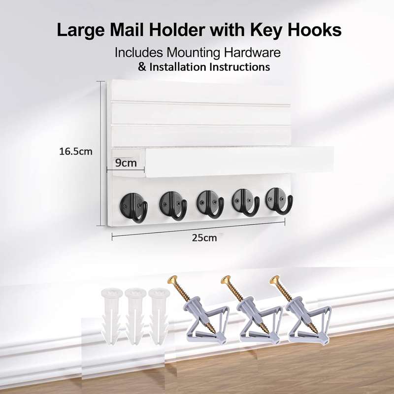 Wall mounted Key holder with metal hooks