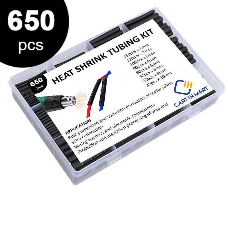 650 Piece Heat Shrink Tubing Kit- Wire Wrap Tube UL Ratio 2:1 Insulation