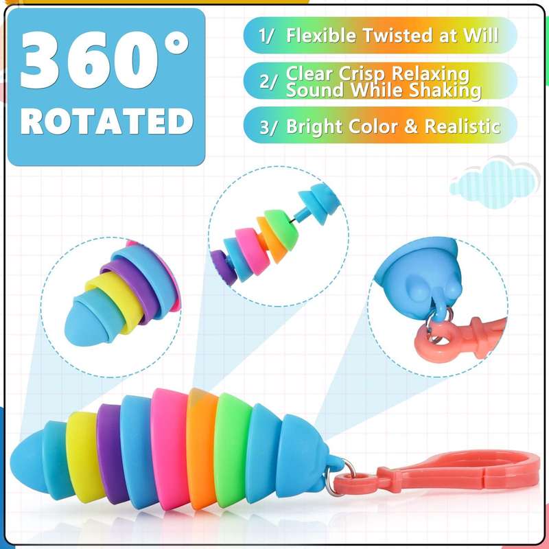 12-Piece Mini Fidget Toys Set | Anxiety Relief Slugs & Party Favors |