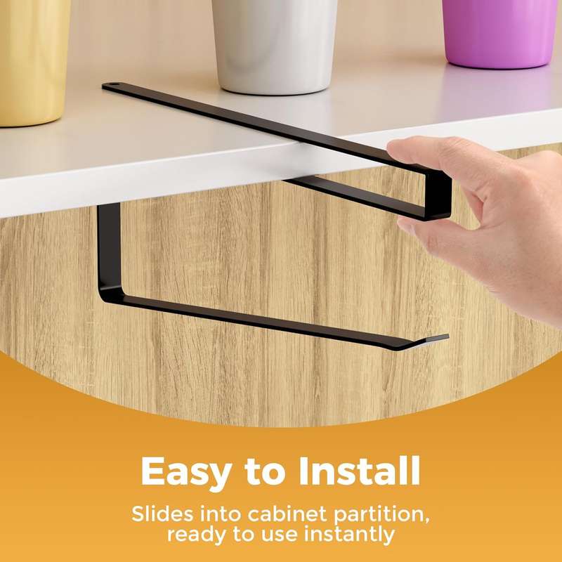 Tumbler Cup Lid Organiser - Under Cabinet Paper Towel Holder Hook - Space Saver