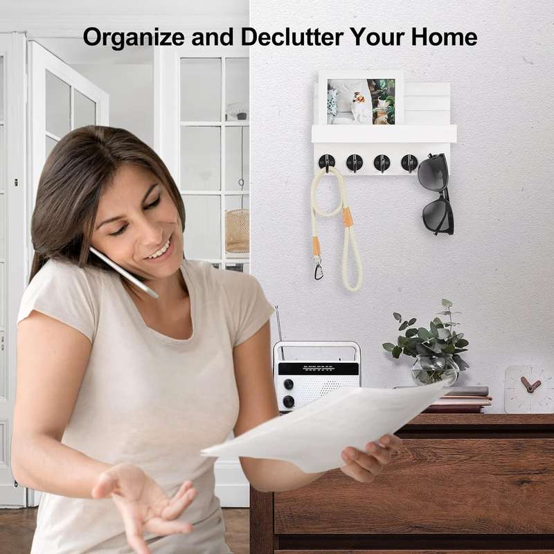 Wall mounted Key holder with metal hooks