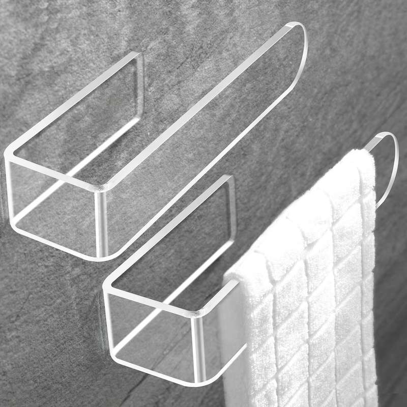 Adhesive Clear Acrylic Hand Towel Holder For Bathroom Kitchen Wall - 2 Pack