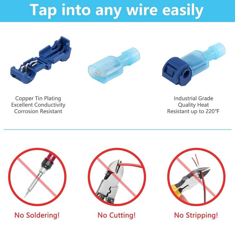 120 Piece (60 Pairs) Insulated Wire Splice Terminal T-Tap Off Connector Kit