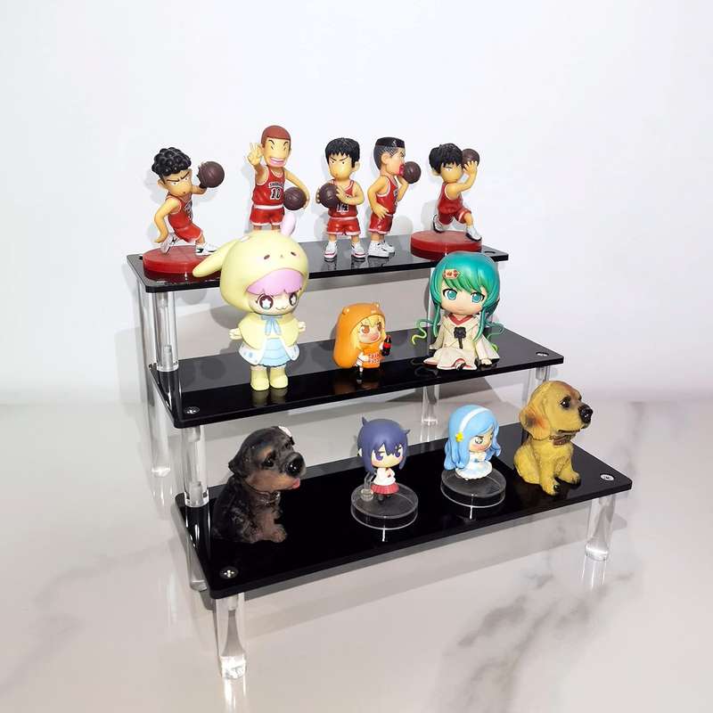 Cart in Mart 3 Tier Acrylic Display Riser Cupcake Stand Makeup Perfume Organizer - Black