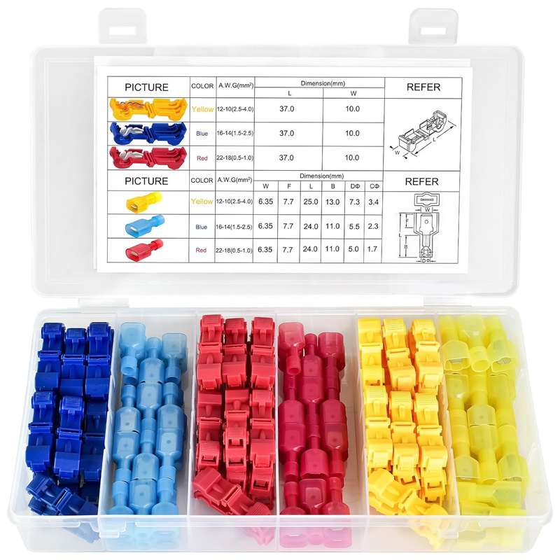 120 Piece (60 Pairs) Insulated Wire Splice Terminal T-Tap Off Connector Kit