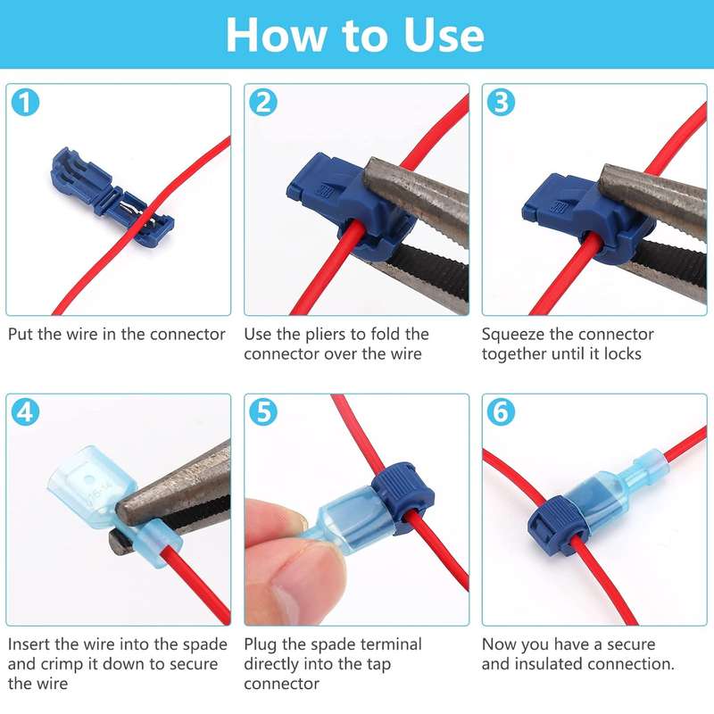 120 Piece (60 Pairs) Insulated Wire Splice Terminal T-Tap Off Connector Kit
