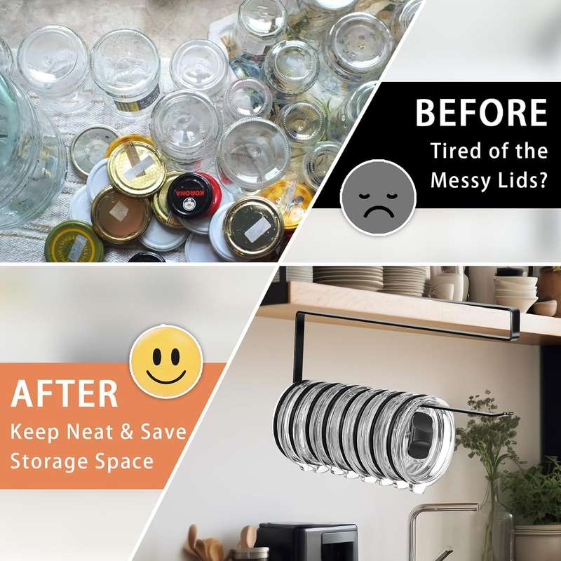 Tumbler Cup Lid Organiser - Under Cabinet Paper Towel Holder Hook - Space Saver