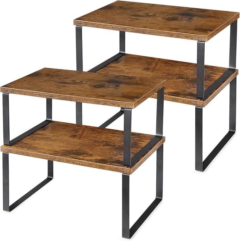 4 Pack Stackable Kitchen Cabinet Organiser Shelf Counter Storage - Multipurpose
