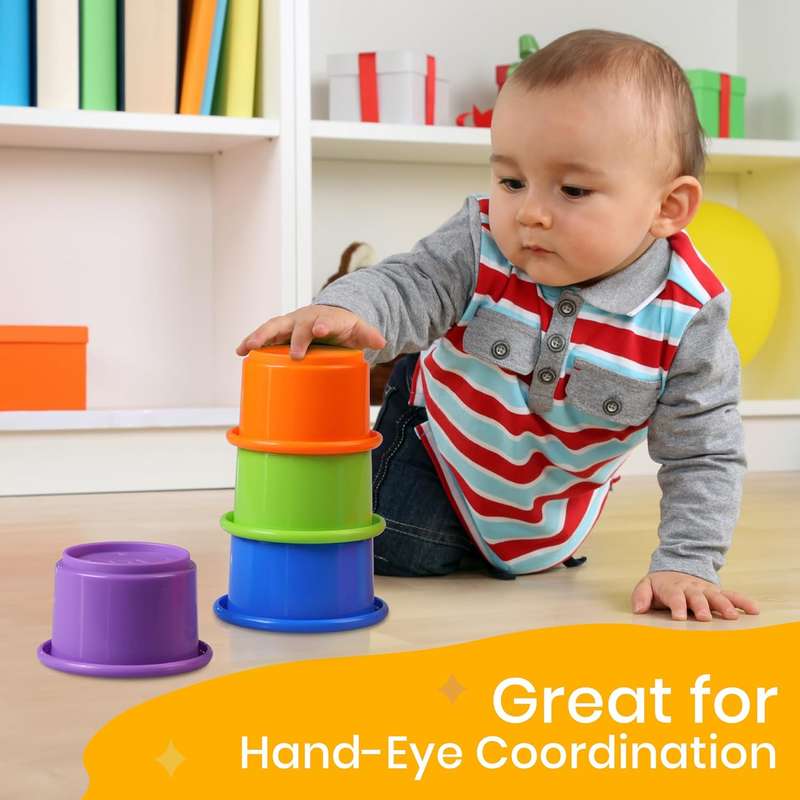 Cart in Mart 8 Pack Baby Stack & Count Stacking Cups Bath Montessori Educational Toy