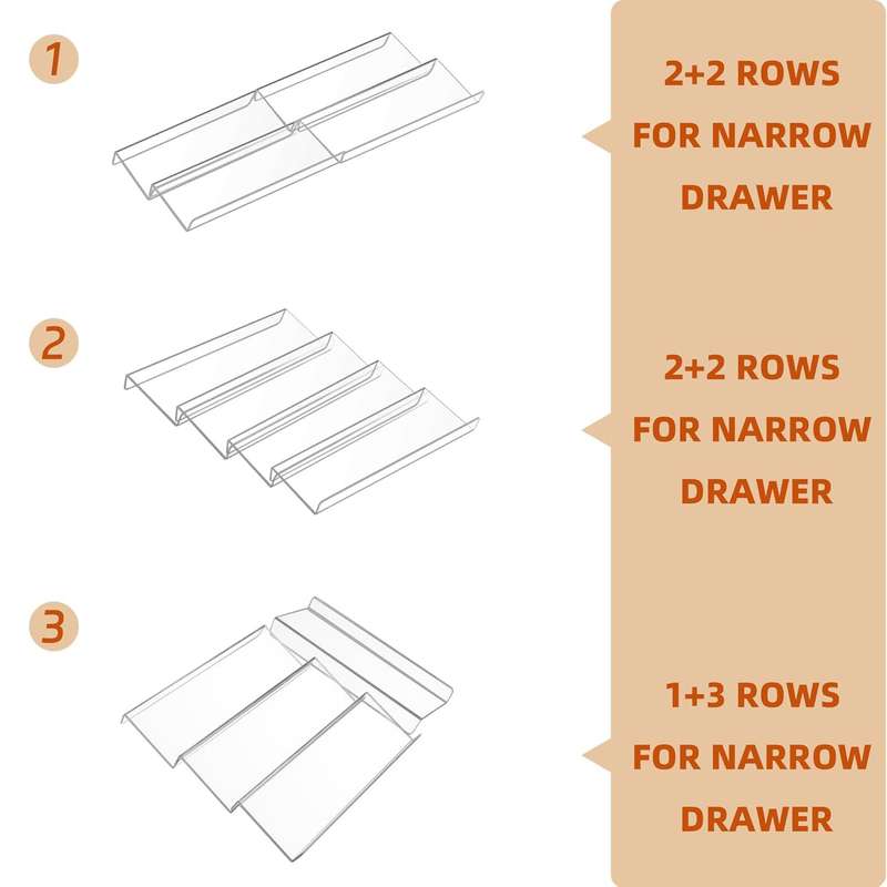 4 Tier - Clear Acrylic Drawer Spice Organiser Rack Cosmetic Storage - 8 Piece (No Jars)
