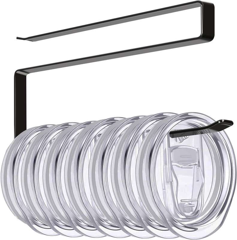 Tumbler Cup Lid Organiser - Under Cabinet Paper Towel Holder Hook - Space Saver - 2 Pack