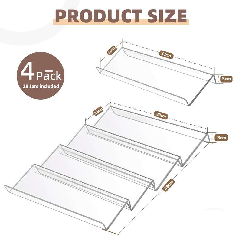 4 Tier Clear Acrylic Drawer Spice Rack Organiser With 28 Containers,Labels