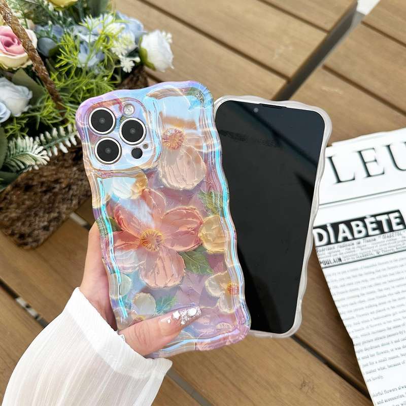 Colorful Glossy Flower Cover for iPhone 15 Pro for Girls / Women