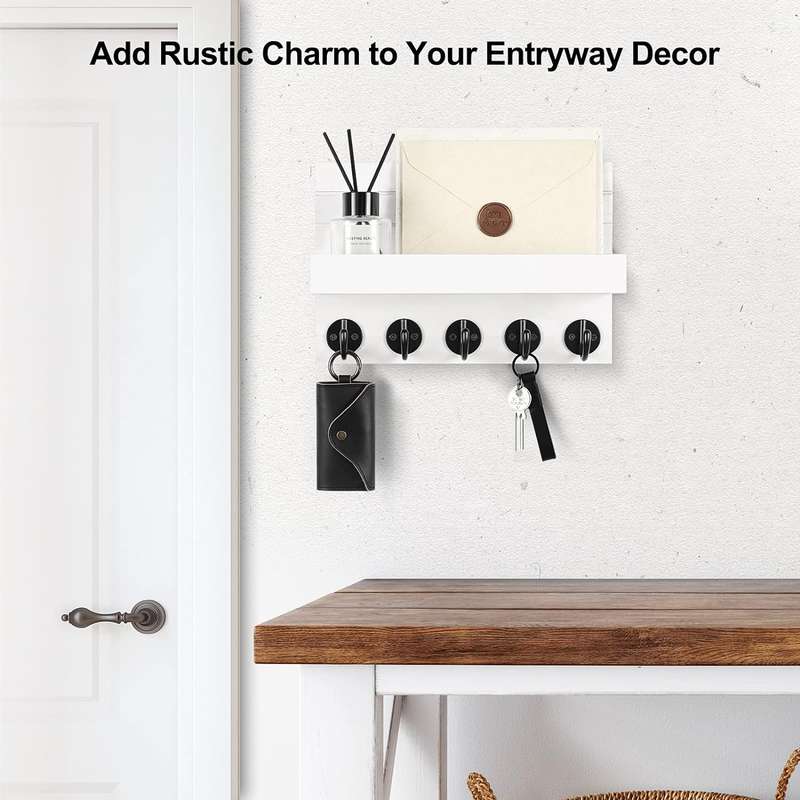 Wall mounted Key holder with metal hooks