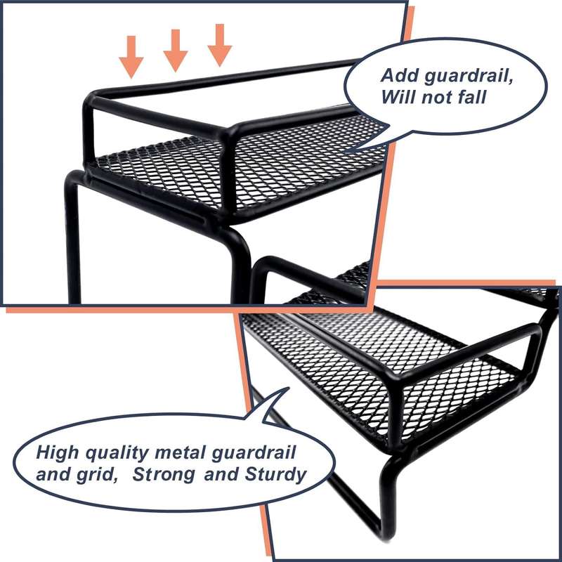 2-Pack 4 Tier Expandable Spice Rack Organiser For Cabinet Countertop-Metal