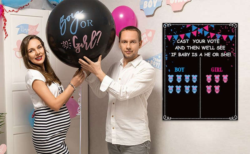 57 Piece Voting Gender Reveal Games & Baby Shower Party Decorations- Large