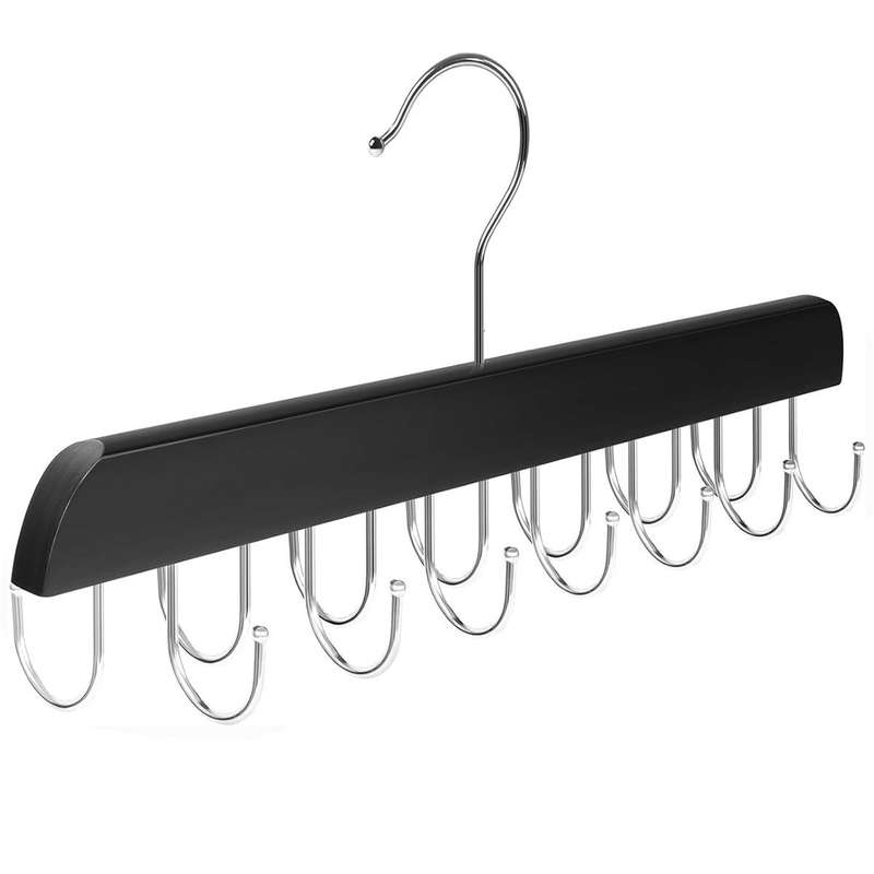 Wooden Belt Hanger For Closet For Max 42 Belts Organizers & Storage- Black
