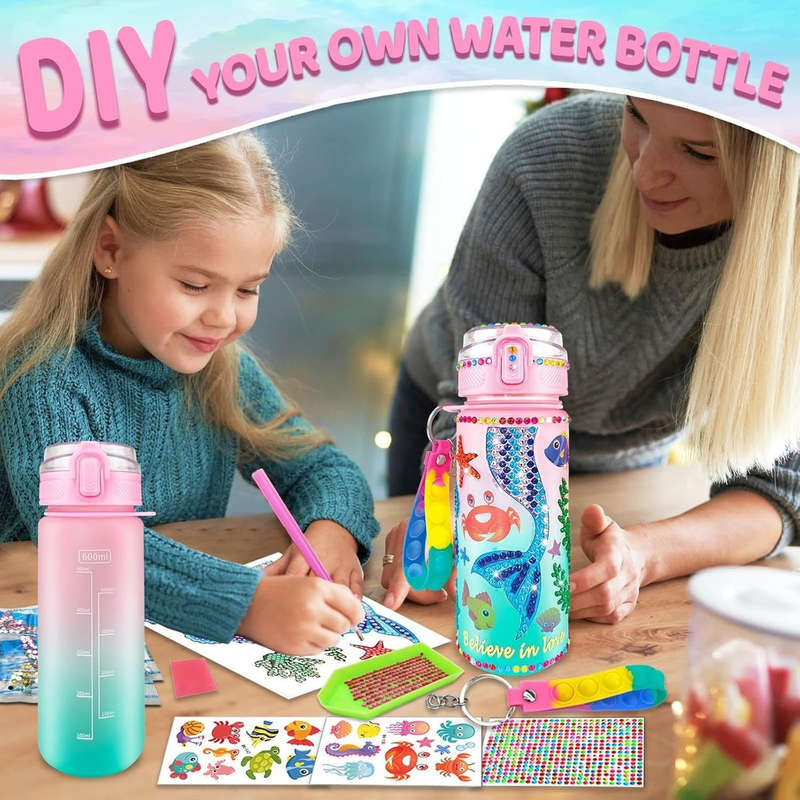 Decorate Your Own Water Bottle Kits For Girls, Mermaid Painting Crafts DIY