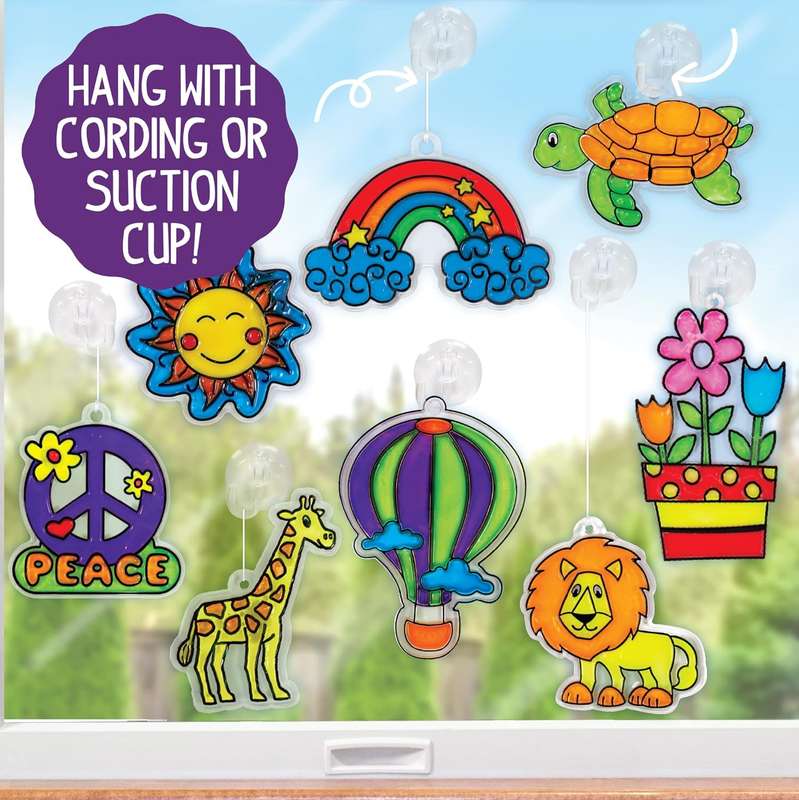 5 Create Your Own Window Art Kit With Suncatcher, Glass Paint, Paper, Suction