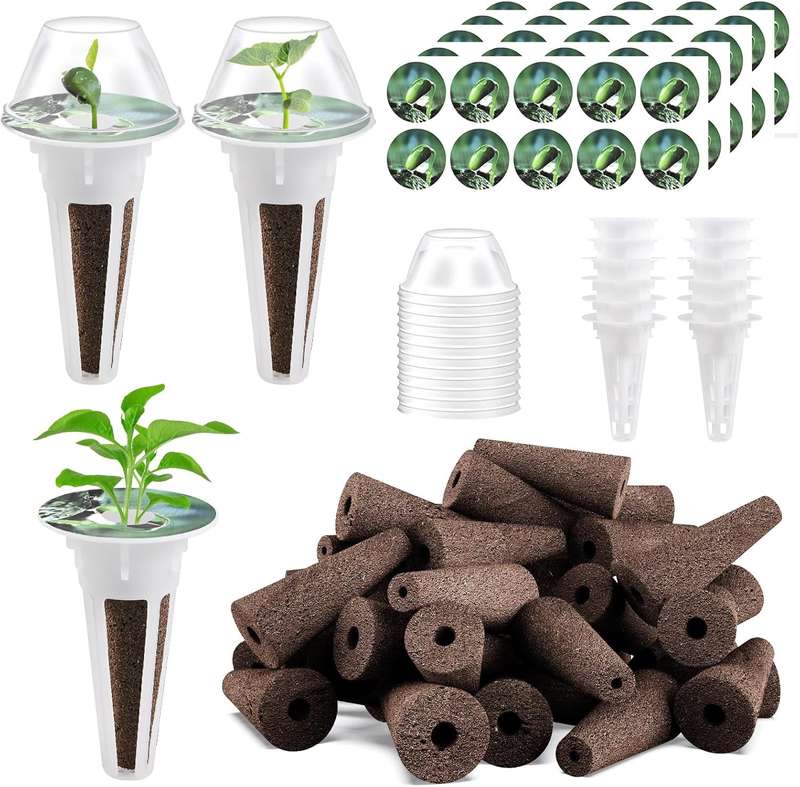 48-Piece Hydroponic Seed Pod Kit | Grow Sponges, Baskets & Domes |