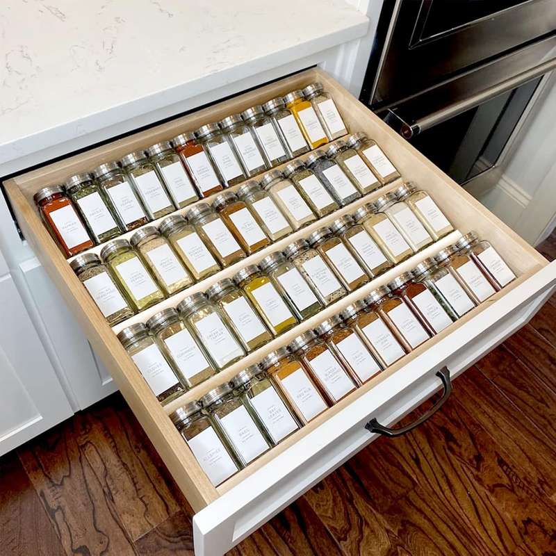 4 Tier - Clear Acrylic Drawer Spice Organiser Rack Cosmetic Storage - 8 Piece (No Jars)