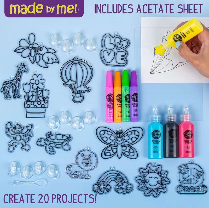 5 Create Your Own Window Art Kit With Suncatcher, Glass Paint, Paper, Suction