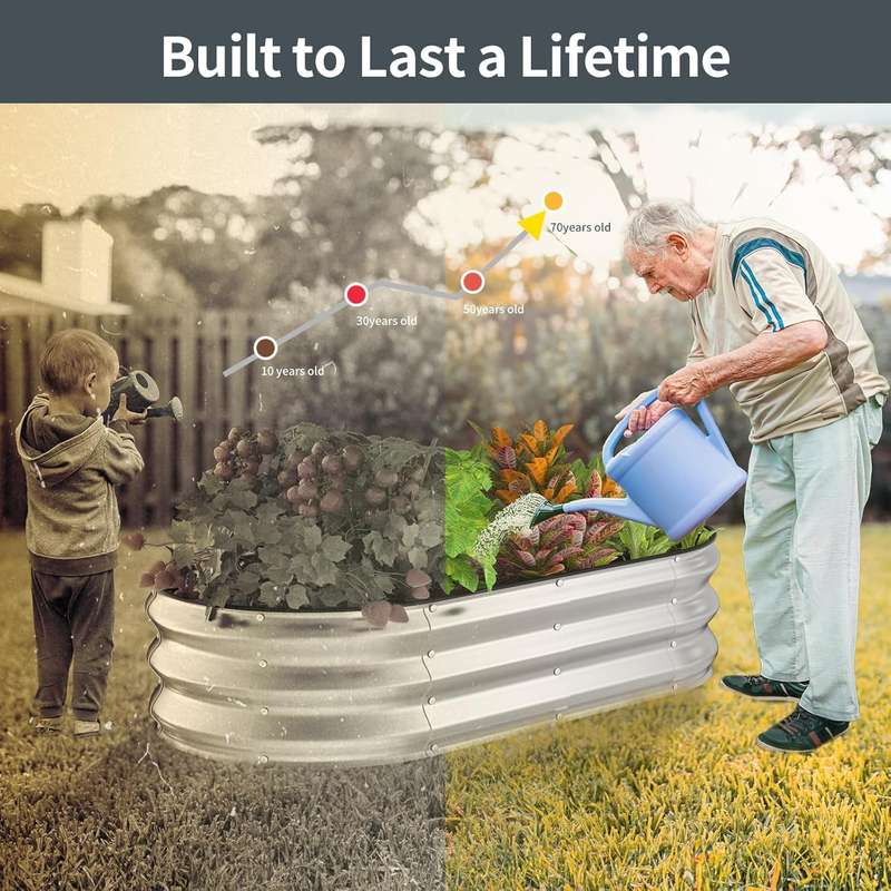 Galvanised Metal Raised Bed Vegetable Planter Box For Outdoor Garden