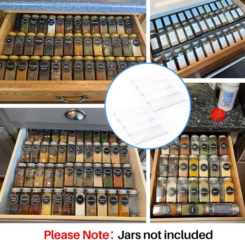 4 Tier - Clear Acrylic Drawer Spice Organiser Rack Cosmetic Storage - 8 Piece (No Jars)