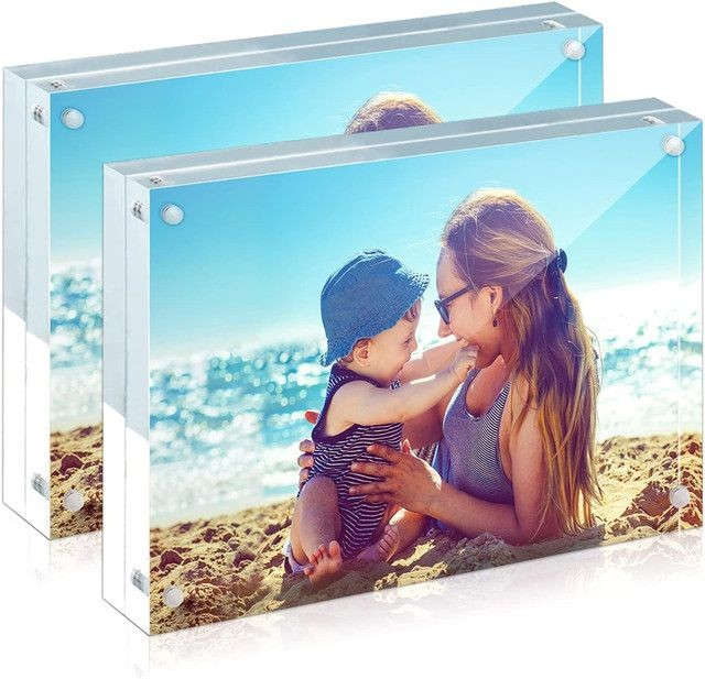 Magnetic Clear Acrylic Picture Frames Dual Side Photo Frame 8x10" - 2 Pack