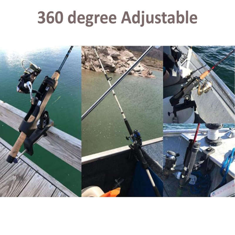 2 Pack Boat Fishing Rod Holders 360 Adjustable With Large Clamp Opening