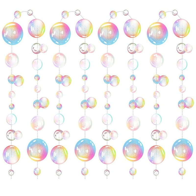 4 Pack Mermaid Party Decoration Transparent Hanging Streamer Bubble Garland