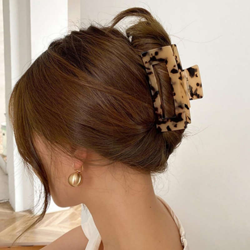 8 Pack Hair Claw Clips For Women Girls Fashion Tortoise Barrettes Rectangle