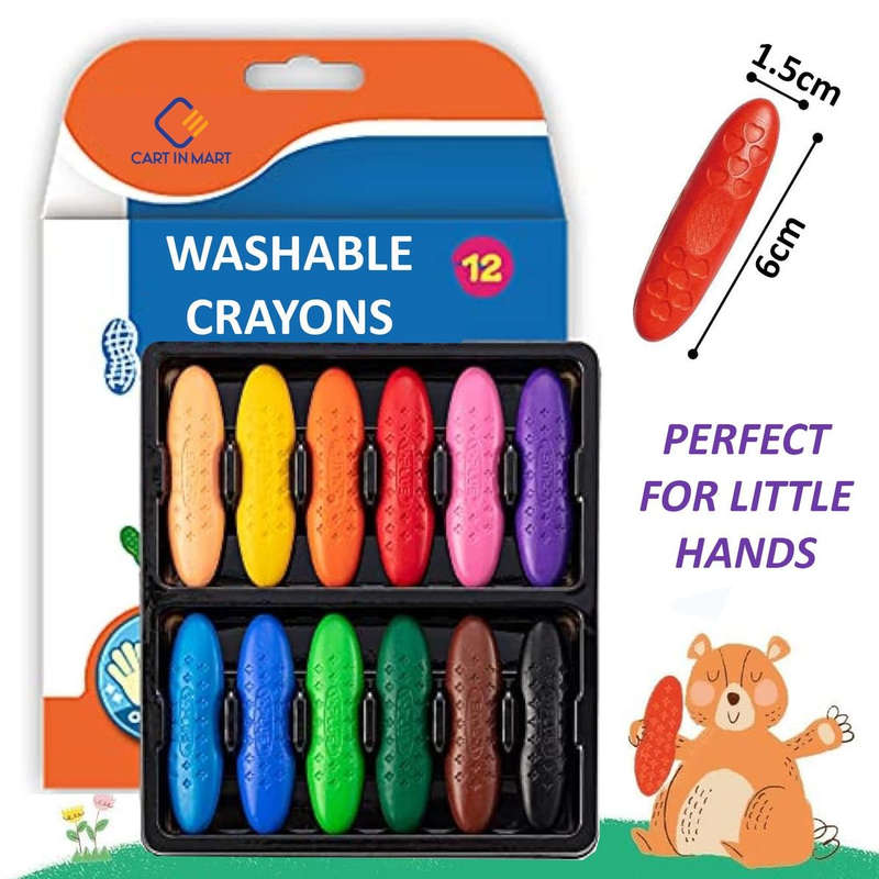 Kids' Peanut Washable Non-Toxic Baby Coloring Crayons - 12 Pack