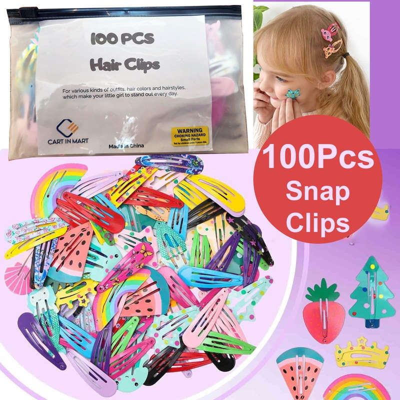 Hair Clips For Girls Women Teens Metal Snap Hair Pin, Barrettes - 100 Piece