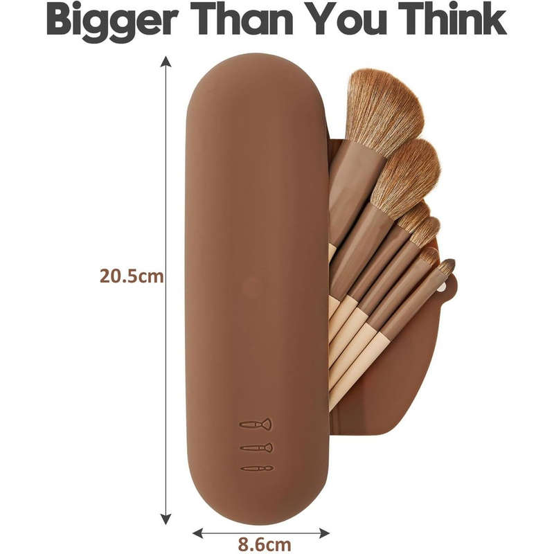 Silicone Makeup Brush Holder Travel Case Cosmetic Pouch_Coffee Colour
