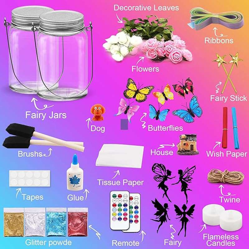 Fairy Toys Lantern Glitter Decorative Night Light for Kids DIY Kit Art Set