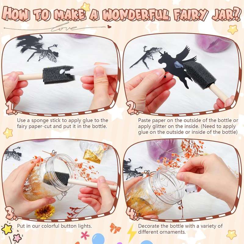 Fairy Toys Lantern Glitter Decorative Night Light for Kids DIY Kit Art Set