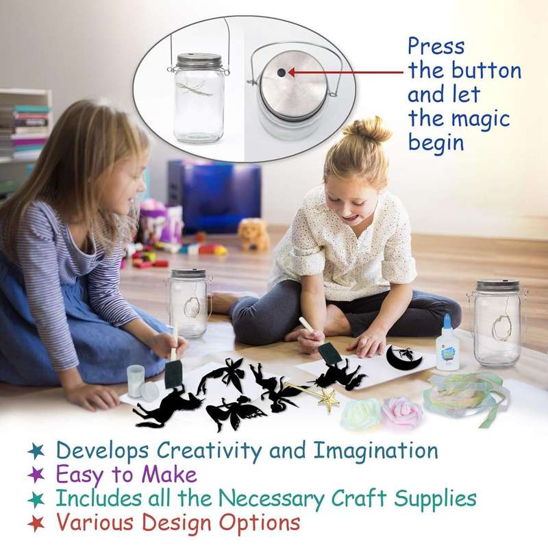Fairy Toys Lantern Glitter Decorative Night Light for Kids DIY Kit Art Set