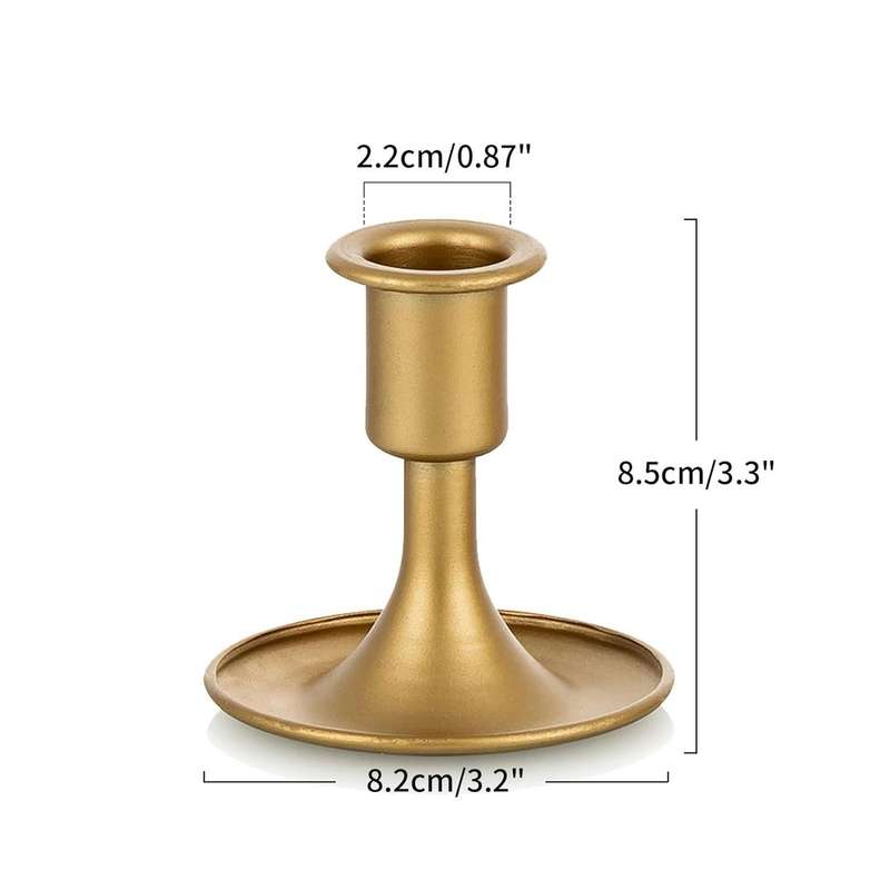 2 Pack Candle Holder Taper Candlestick Stand Centerpiece Table Decoration - Gold