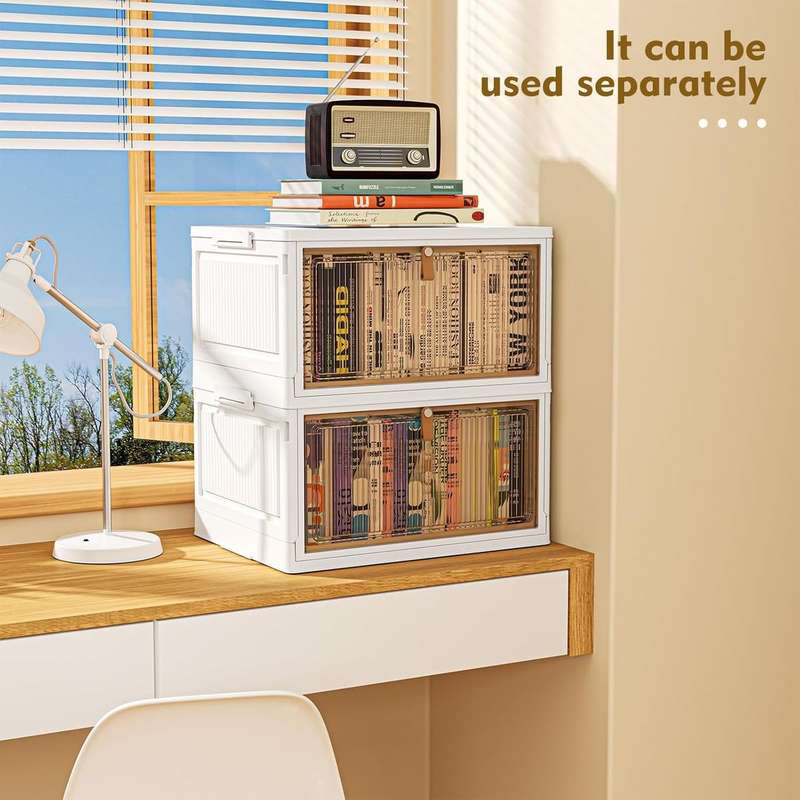 4 Tier Heavy Duty Foldable Closet Organizer Storage Boxes with Lid Wheels