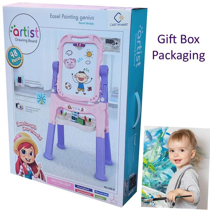 Adjustable Magnetic Double Sided Art Drawing Board Easel for Toddler Kids