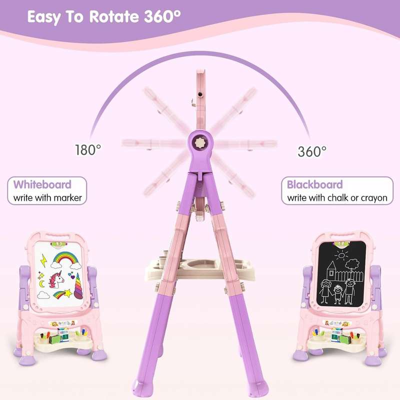Adjustable Magnetic Double Sided Art Drawing Board Easel for Toddler Kids