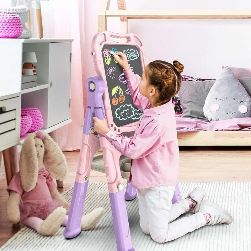 Adjustable Magnetic Double Sided Art Drawing Board Easel for Toddler Kids