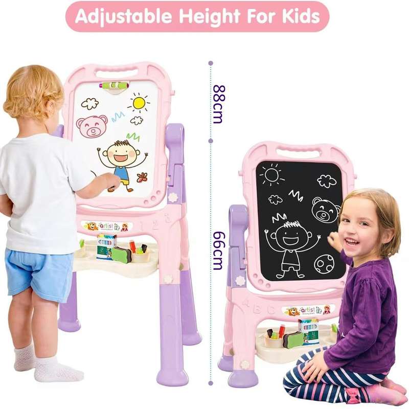 Adjustable Magnetic Double Sided Art Drawing Board Easel for Toddler Kids