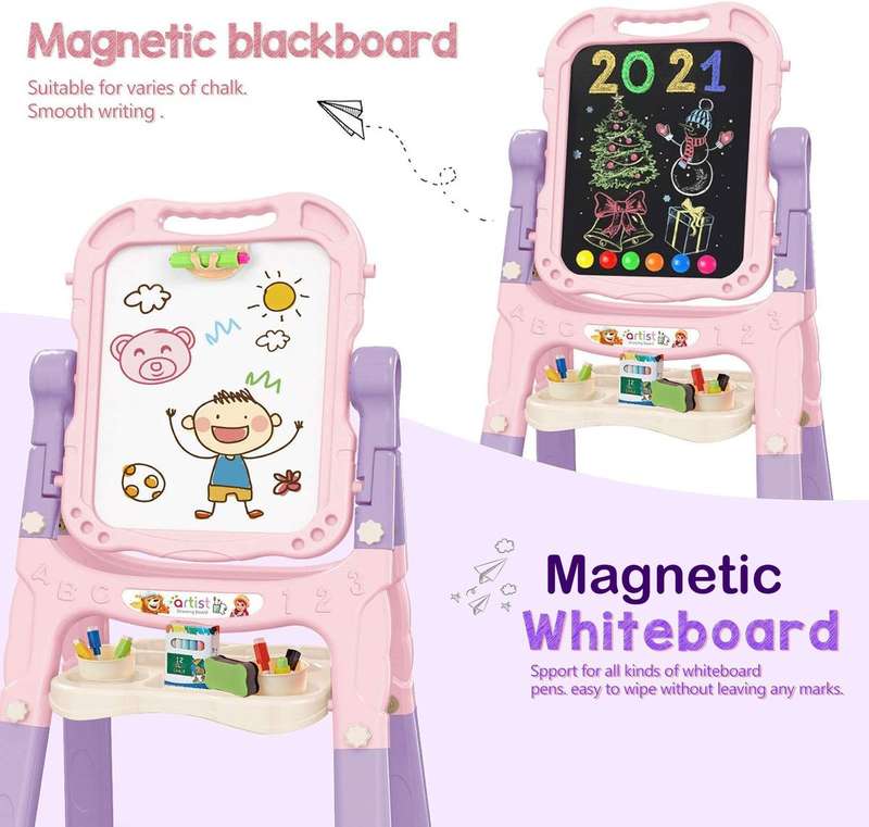 Adjustable Magnetic Double Sided Art Drawing Board Easel for Toddler Kids