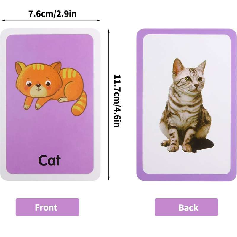 36 Pieces Preschool Fun Learning Educational Flash Cards for Kids - Animals