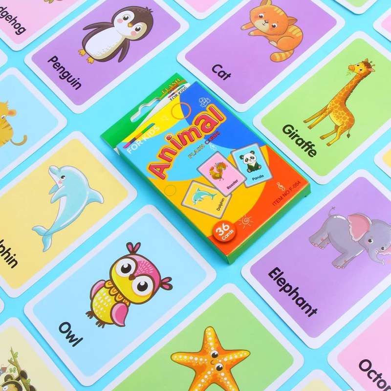 36 Pieces Preschool Fun Learning Educational Flash Cards for Kids - Animals