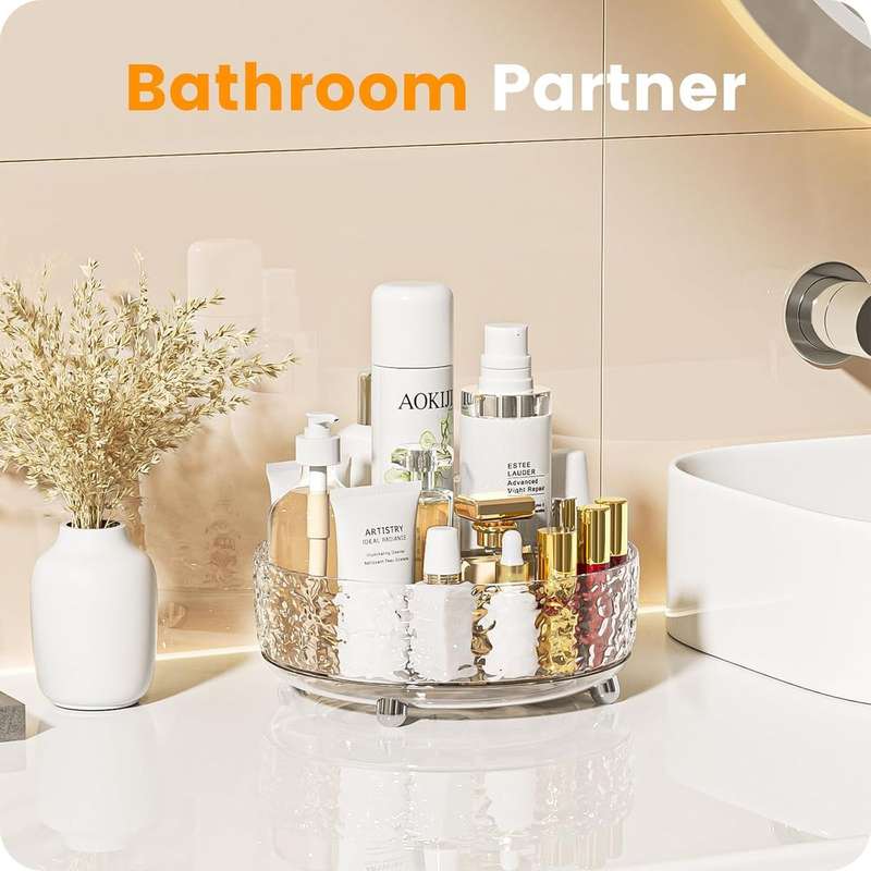360 Rotating Makeup Organizer Lazy Susan for Vanity Turntable Clear 23cm