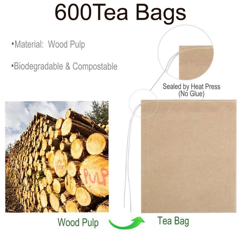 600 Piece Eco-Fil Disposable Filter Tea Bags With Drawstring-Organic